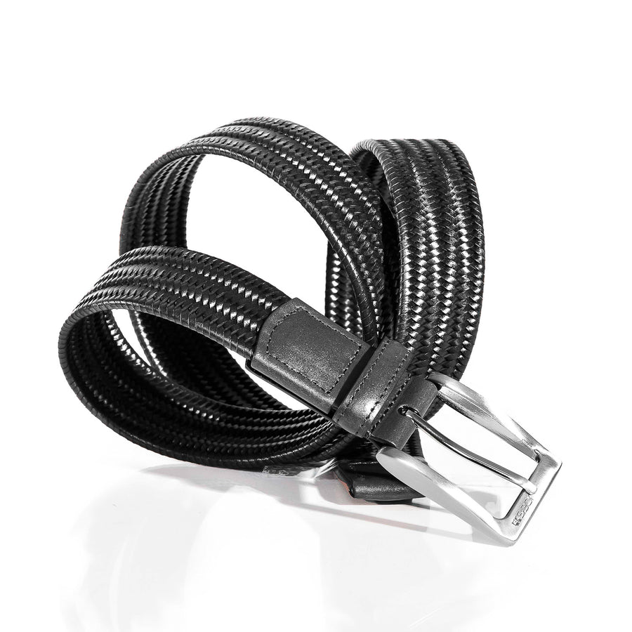 Black, brown and blue Stretch Braided Genuine Leather Belt