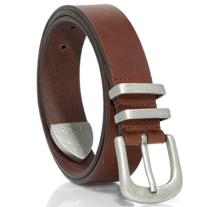 SOLID GENUINE LEATHER BELT WITH METAL TIP